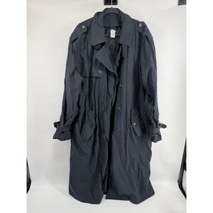 London Fog Classic Double Breasted Black Trench Coat Men's 44 Regular